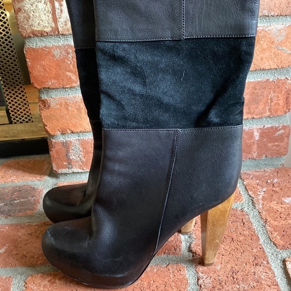 Loeffler Randall Leather & Suede Platform Knee High Boots - Picture 3 of 5